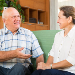 caregiver and patient having a conversation